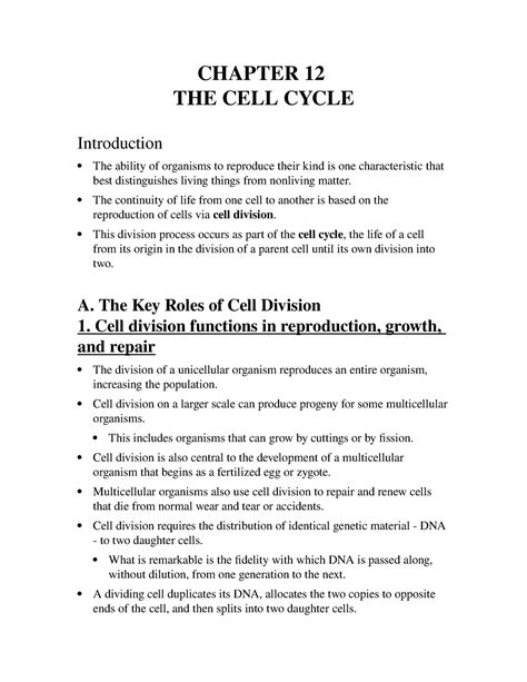 12 Lecture Outline The Cell Cycle Chapter 12 The Cell Cycle