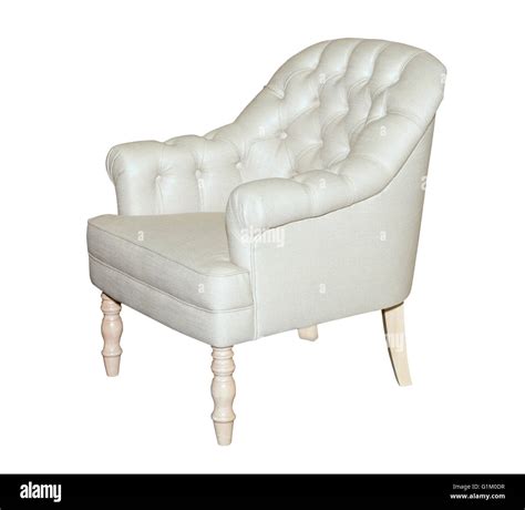 White leather modern chair isolated Stock Photo - Alamy