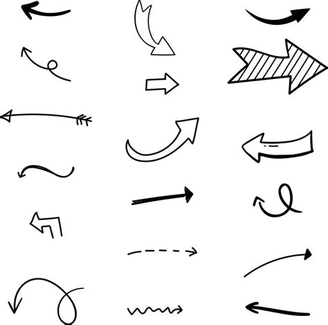 Hand Drawn Black Arrows On White Background 11427319 Vector Art At Vecteezy