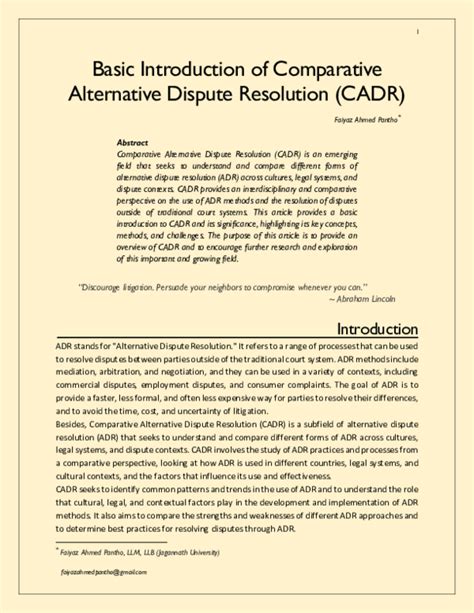 Pdf Basic Introduction Of Comparative Alternative Dispute Resolution