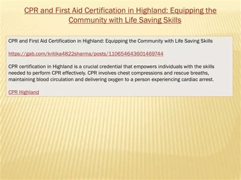 Ppt Cpr And First Aid Certification In Highland Equipping The