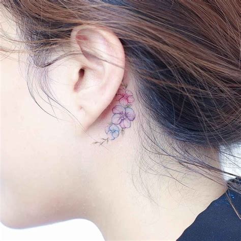 Flowers Behind Ear Tattoo Best Tattoo Ideas Gallery Tatuaje De Oreja Oídos Tatuajes De