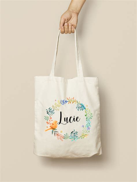 Tote Bag sac shopping personnalisé Couronne de fleurs Etsy