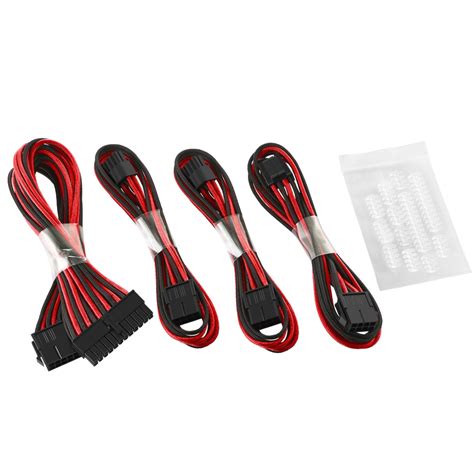 Kit Extension De Cables Sleeved Para Fuente De Poder Negro Rojo