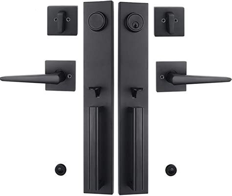 Iron Black Front Double Door Handlesetkeyedanddummy Set Matte Black