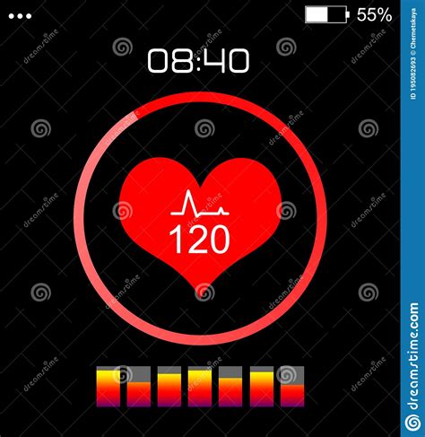 Smart Watch Displaying Heart Rate In Monitor App Stock Illustration