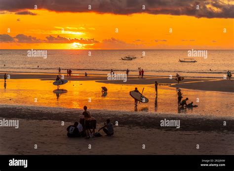 View Of Kuta Beach At Sunset Kuta Bali Indonesia South East Asia