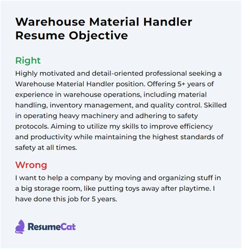 Top 17 Warehouse Material Handler Resume Objective Examples