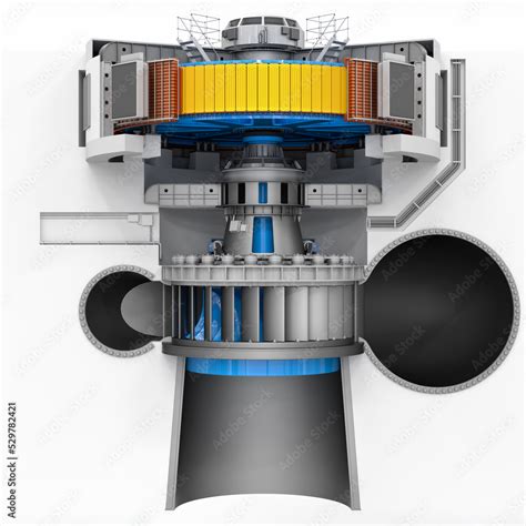 Hydro Turbine On A White Background With A Generator Rotor For A