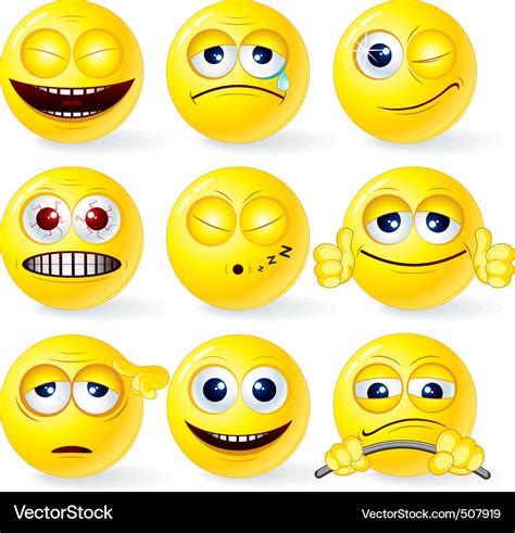 Set Of Yellow Smileys 3 Royalty Free Vector Image