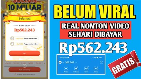 Pasti Cair Nonton YouTube Dibayar Saldo Dana 562rb Apk Penghasil