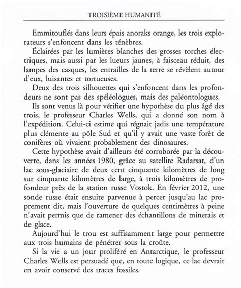 Second Extrait du roman Troisième Humanité de Bernard Werber Le