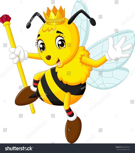 Cartoon Cute Queen Bee Flying Isolated Stock Vector Royalty Free