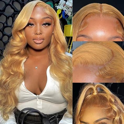 Amazon Honey Blonde Wig Human Hair Body Wave Honey Blonde HD Lace