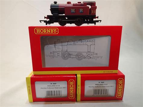 Three Hornby R Midland Tank Loco Red No