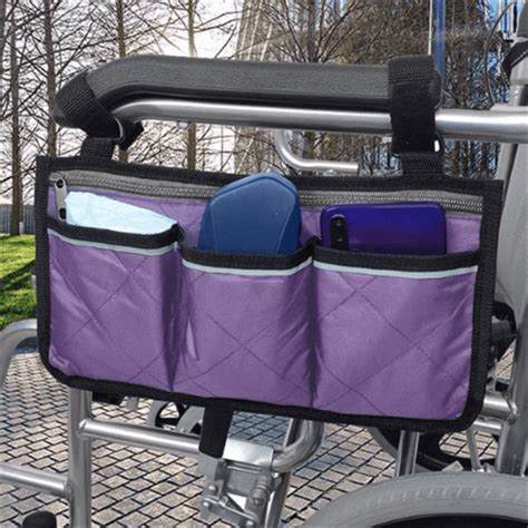 Wheelchair Side Organizer Storage Bag Armrest Pouch With Reflective Strip For Most Wheelchairs