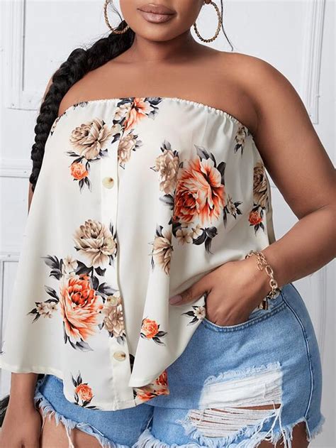 Shein Slayr Plus Floral Print Tube Top Shein Usa