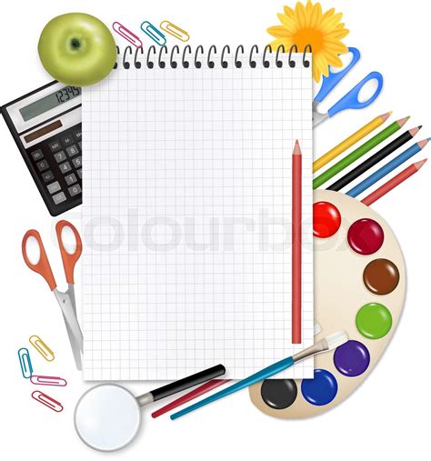 Back to school. Notebook with school supplies. Vector. | Stock vector ...