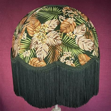 Green Tropical Palm Leaf Dome Fabric Lampshade