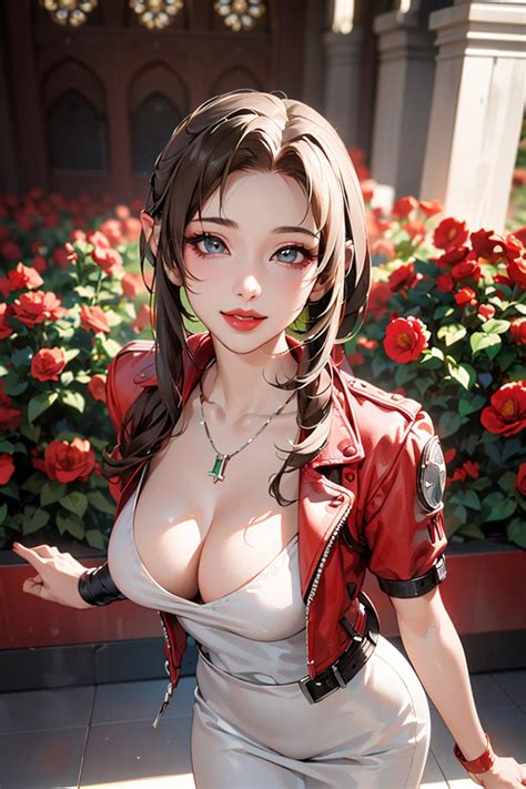 Rule 34 Aerith Gainsborough Ai Generated Breasts Brown Hair Cleavage Final Fantasy Final