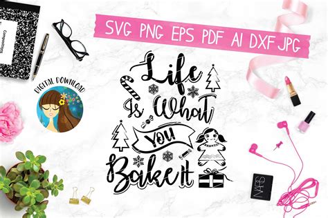 Life Is What You Bake It Svg Hand Lettered Design Bundles