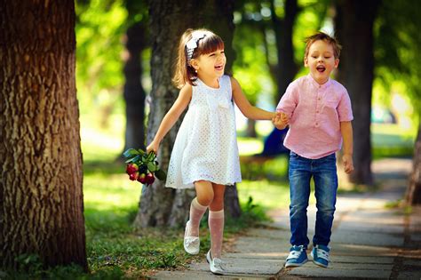 Boys Little Girls Two Smile Dress Jeans Joy Hd Wallpaper Rare