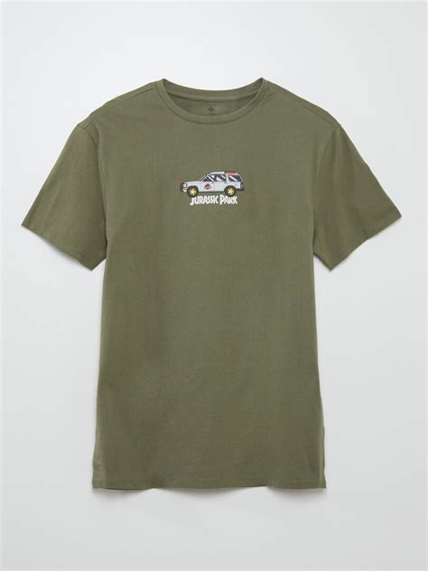 T Shirt Jurassic Park En Coton Col Vert Kiabi