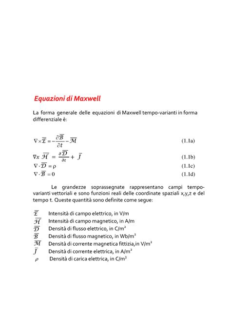 Esposizione 1 Nuovo Appunti Di Campi Elettromagnetici Inerenti I