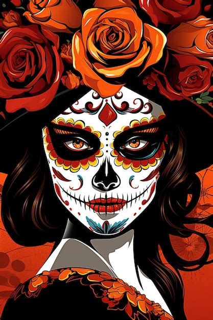 Premium AI Image Calavera Catrina Sugar Skull Makeup Dia De Los