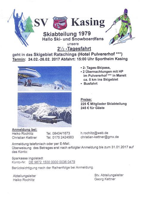 Einladung Zur Tagesfahrt Der Skiabteilung Sv Kasing E V