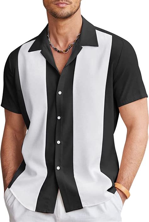 Royaura® Mens Vintage 50s Style Classic Bowling Shirt Royaura