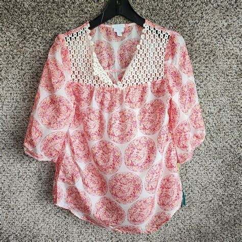 Calypso St Barth For Target Top Womens Small Silk Pink Crochet V Neck