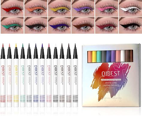 12 Colored Eyeliners Pen Set Waterproof Smudge Proof Eye Shadow Pencil