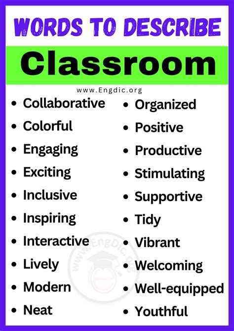 20 Best Words To Describe Classroom Adjectives For Classroom Engdic