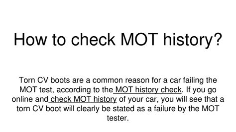 Ppt How To Check Mot History Powerpoint Presentation Free Download