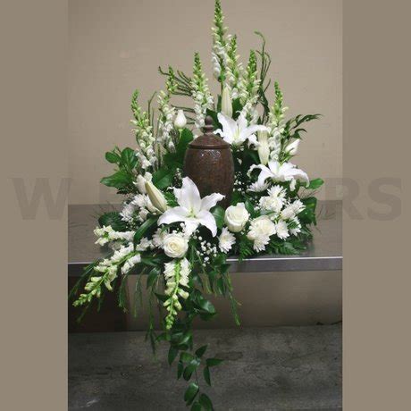 Funeral Urn white flowers arrangement | Funeral flower arrangements ...