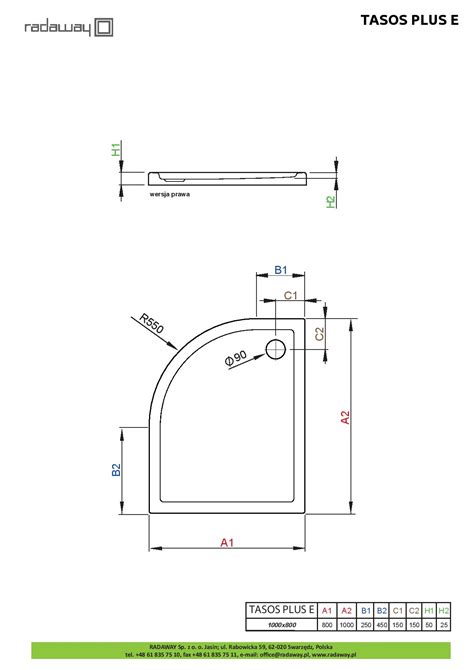 Radaway Tasos Plus E 100x80 brodzik półokrągły asymetryczny akrylowy