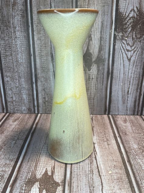 Frankoma Pottery White Brown Bud Vase Hour Glass Shape Etsy