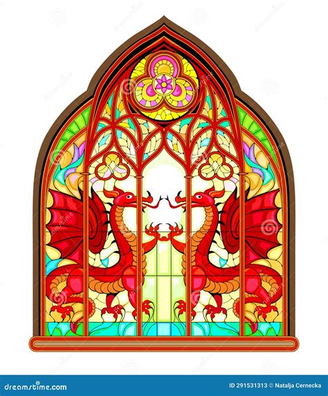 Beautiful Colorful Medieval Stained Glass Window Gothic Architectural