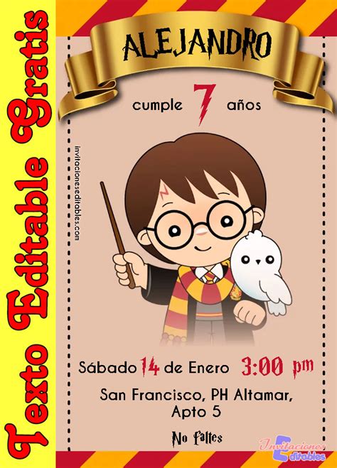 Invitacion De Harry Potter Para Editar Gratis Nbkomputer