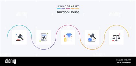 Auction Flat 5 Icon Pack Including Balance Regulation Court Hammer