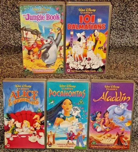 JOB LOT OF 5 X Walt Disney VHS Video Tapes Animated Classics U