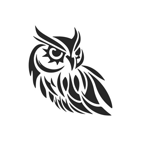 Stylish Simple Black Owl Logo Isolated On A White Background