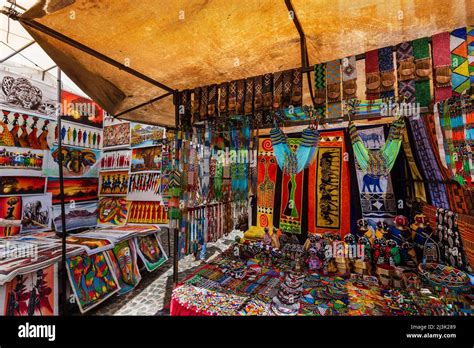 Cultural Souvenirs On Display In The Market Stall In Greenmarket Square