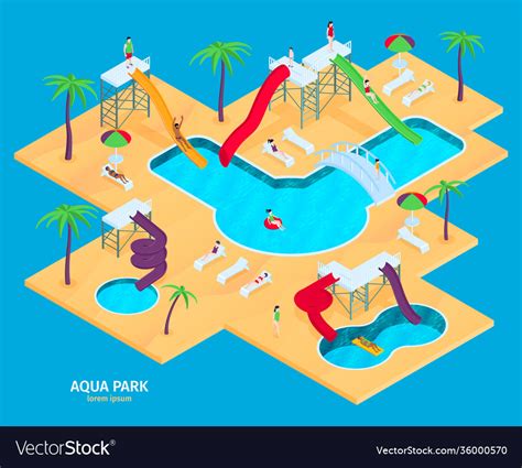 Aqua Park Isometric Composition Royalty Free Vector Image