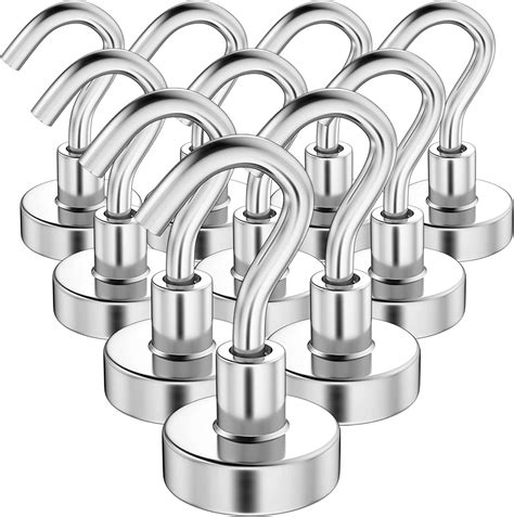 10 Pack Strong Magnetic Hooks，30lbs Heavy Duty Magnet Hook，powerful