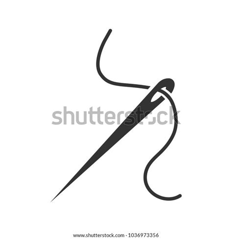 Sewing Needle Thread Glyph Icon Silhouette Stock Illustration