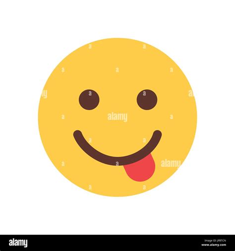 Yellow Smiling Cartoon Face Show Tongue Emoji People Emotion Icon Stock