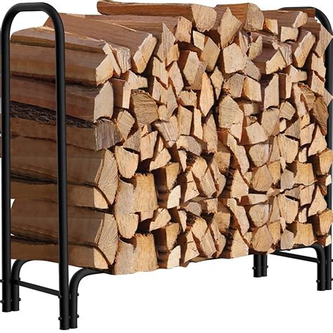 Amagabeli Heavy Duty 4ft Firewood Rack Fireplace Log Rack Outdoor Log