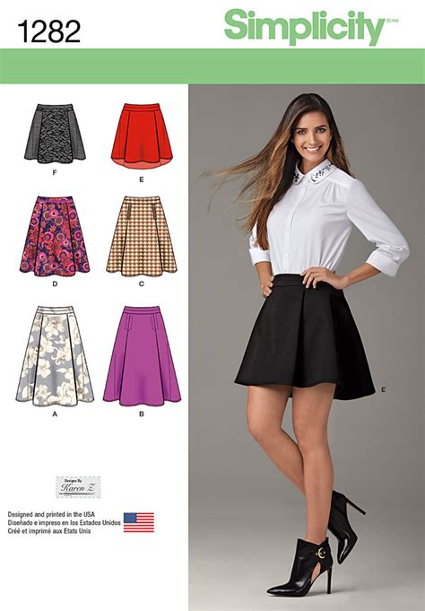 Simplicity 1282 Misses Skirt With Length And Trim Variations